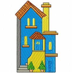 Houses Bulding Embroidery Design 6
